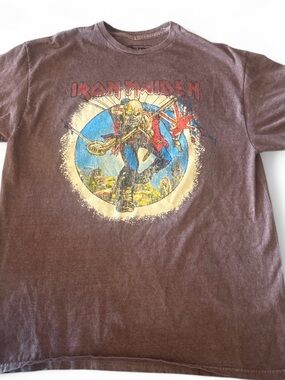 Global iron me Brown Graphic Tee with Red and Blue Artwork size S/M